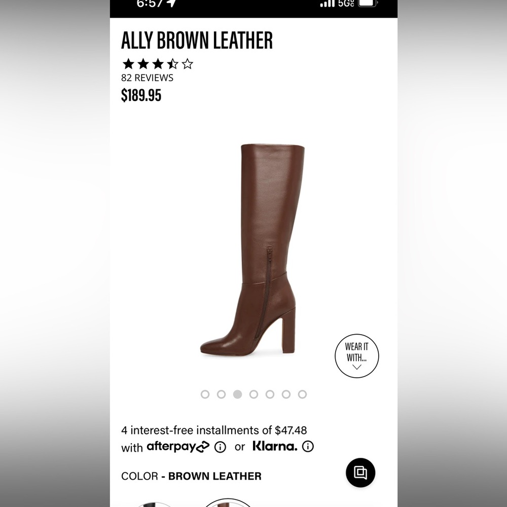 Ally brown leather knee high heeled boots